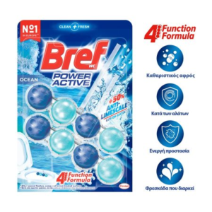 BREF Wc Power Active Στερεό Μπλοκ Tουαλέτας Ocean 2x50gr