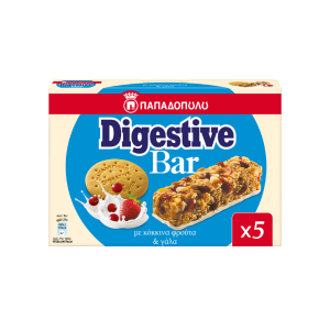 Παπαδοπούλου Digestive Bar Μπάρες Δημητριακών Με Κόκκινα Φρούτα & Γάλα 5 x 28 gr