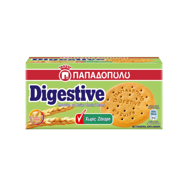 Παπαδοπούλου Μπισκότα Digestive Χωρίς Ζάχαρη 250gr