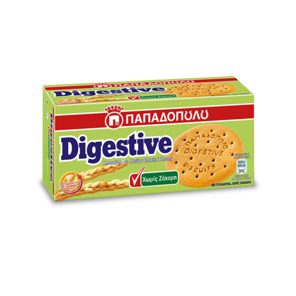 Παπαδοπούλου Μπισκότα Digestive Ολικής Άλεσης Χωρίς Ζάχαρη 250gr