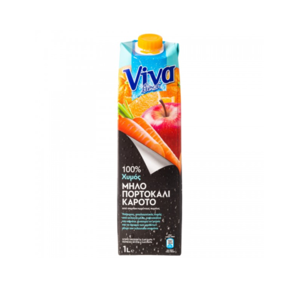 Viva χυμός με μήλο, πορτοκάλι & καρότο 1lt